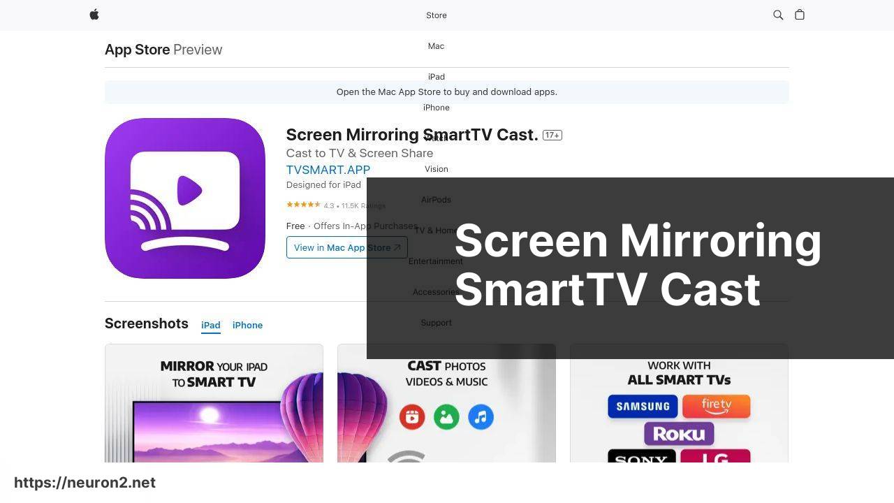 https://apps.apple.com/us/app/screen-mirroring-smarttv-cast/id1597094402 screenshot