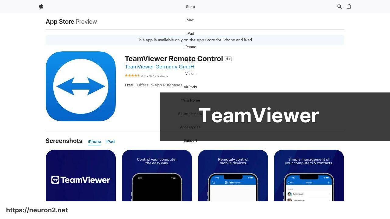 https://apps.apple.com/us/app/teamviewer/id692035811 screenshot