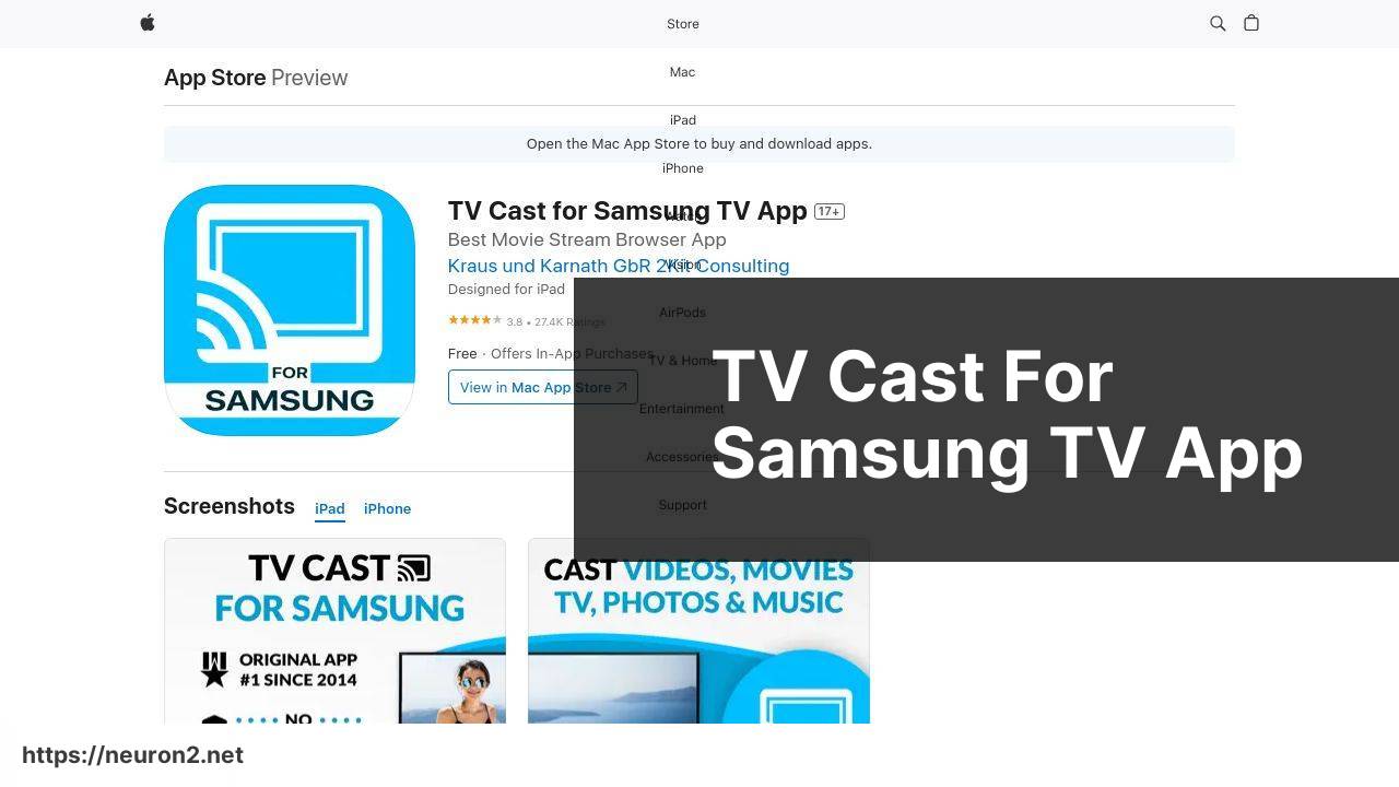 https://apps.apple.com/us/app/tv-cast-for-samsung-tv-app/id973895042 screenshot