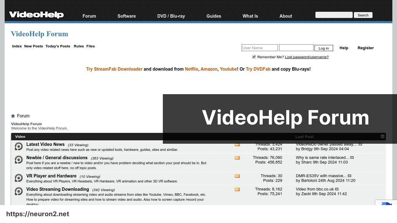 https://forum.videohelp.com/ screenshot