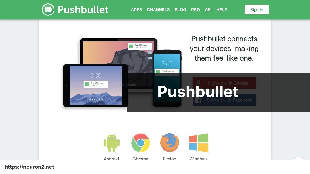 https://www.pushbullet.com screenshot